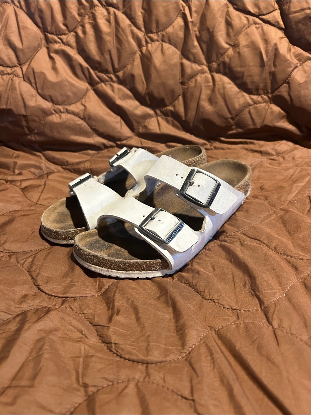 Kids White Double-Buckle Casual Slide Sandals